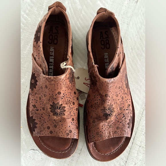 A.S.98 Women's Boho Reiley Floral Whiskey Brown Leather Sandals EU 41 US 10 NWT - Picture 2 of 13